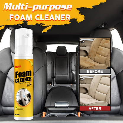 Car Interior Foam Cleaner Spray Kit 6.76oz | Multi-Surface Auto Detailing Cleaner for Dashboard Steering Wheel Seat Plastic Panel | Wash-Free Decontamination Foam with Sponge & Towel Set