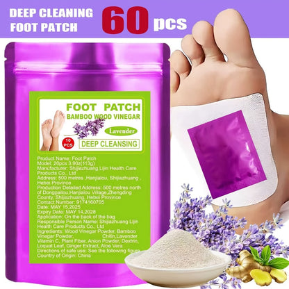 Foot Detox Patches Bamboo Vinegar & Ginger 60 & 160 Pcs - Deep Cleansing Natural Plant Ingredients Alcohol-Free Overnight Moisturizing Foot Pads for Tired Aching Feet - Green Golden Lavender Variants
