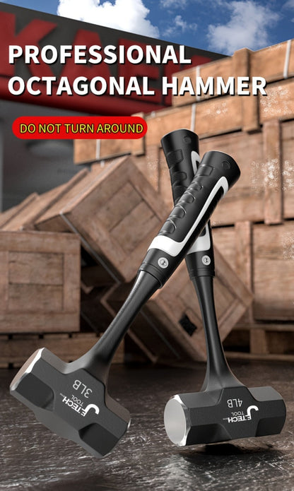Octagonal Hammer 2/3/4 LB – Heavy-Duty Non-Slip Handle, Professional Masonry & Demolition Sledge Hammer for Stone, Concrete, Construction & DIY Home Projects