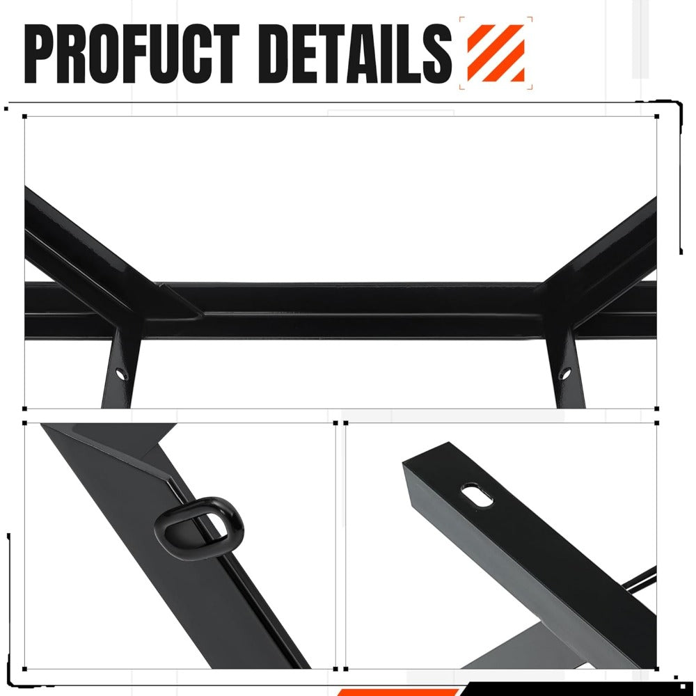 Semi Truck Spare Tire Carrier Rack Adjustable Steel Holder with Anti-Sway Chain & Ratchet Strap for Class 8 Semi-Trailers Kenworth Peterbilt Cascadia