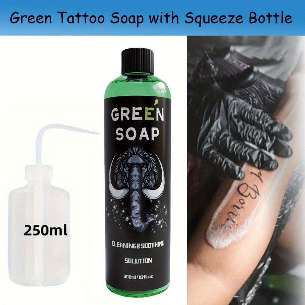 Tattoo Green Soap Kit Cleansing Solution with Squeeze Bottle – Green and Blue Tattoo Soap for Artists, Safe Color Foam Moisturizing Formula, Tattoo Supplies and Accessories Multiple Sizes