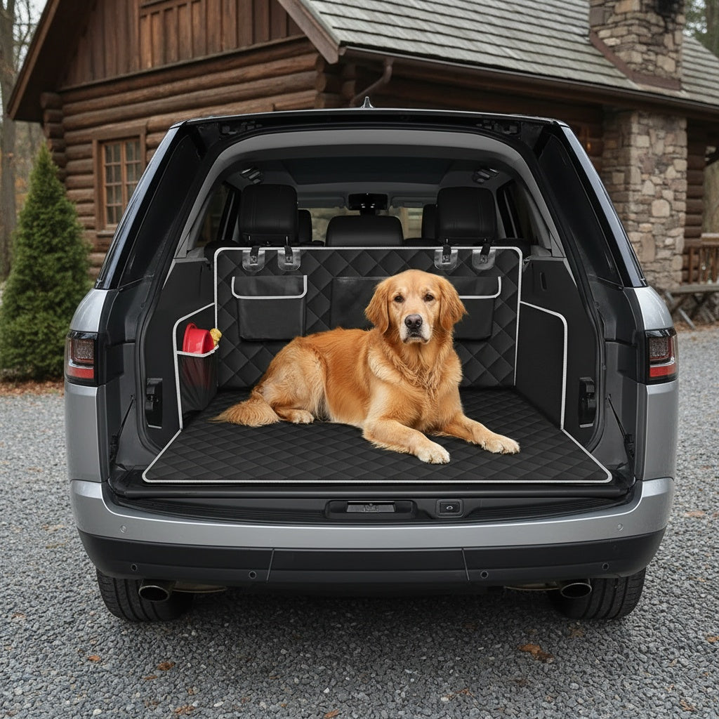 Cargo Liner for Dogs Designed for Suvs, Sedans, And Vans, Featuring a Bumper Flap Protector, Non-Slip Surface, And a Large Universal Fit in Black