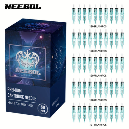 Tattoo Cartridge Needles Disposable 20/50pcs - Standard Round Liner RL & Round Magnum RM Mixed Sizes, Sterile Tattoo Needle Cartridges for Professional Artists & Beginners, Body Art Supplies