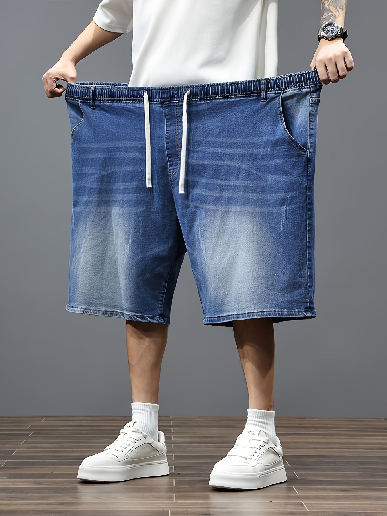 Men's Denim Shorts - Elastic Waist