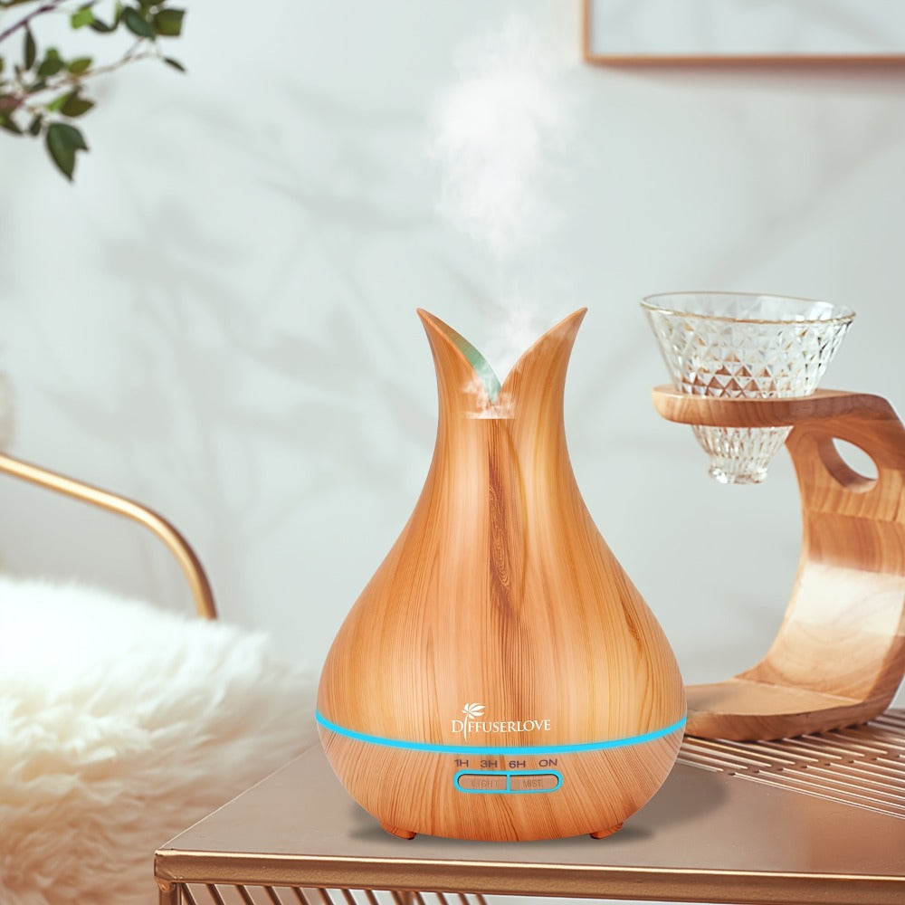 Large Capacity Aroma Diffuser 13.53oz – Includes 8 Essential Oils, Multi-Color LED Lights & 3 Timer Settings, Ultra-Quiet Essential Oil Diffuser for Home, Bedroom, Office & Living Room