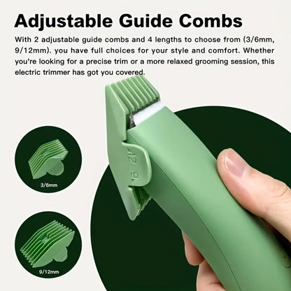 Electric Body Hair Trimmer for Women and Men with Replaceable Ceramic Blades — USB Rechargeable IPX5 Waterproof Pubic Groin Bikini Trimmer Painless Sensitive Skin Hair Shaver