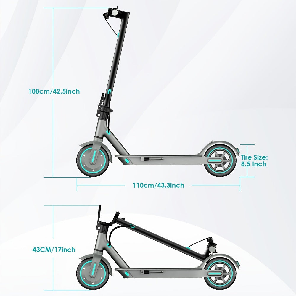 350W Foldable Electric Scooter for Adults 8.5 Inch Solid Tires 3-Speed LCD Display Dual Drum Brake EABS 15-20km Range 265 lb Capacity 32 lb Lightweight Urban Commuter E-Scooter