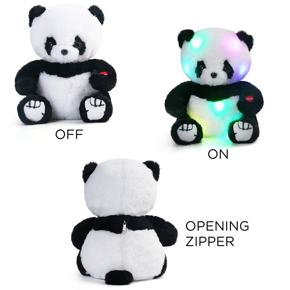 LED Light Up Panda Stuffed Animal 8 Inch – Kawaii Panda Bear Plush Toy with Soft Glow Night Light, Huggable PP Cotton Stuffed Panda for Kids Toddlers, Birthday Christmas Baby Shower Gift