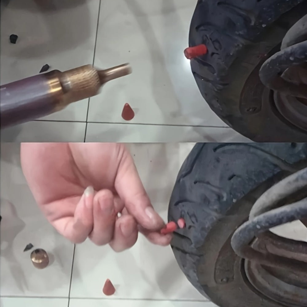 Tubeless Tire Repair Gun Kit with Mushroom Plug & Probe Nozzle, Spring-Loaded Puncture Fix Tool for Cars Trucks SUVs Travel Trailers & Fifth Wheels, No Dismounting Required, Metal, DIY Flat Tire Repair