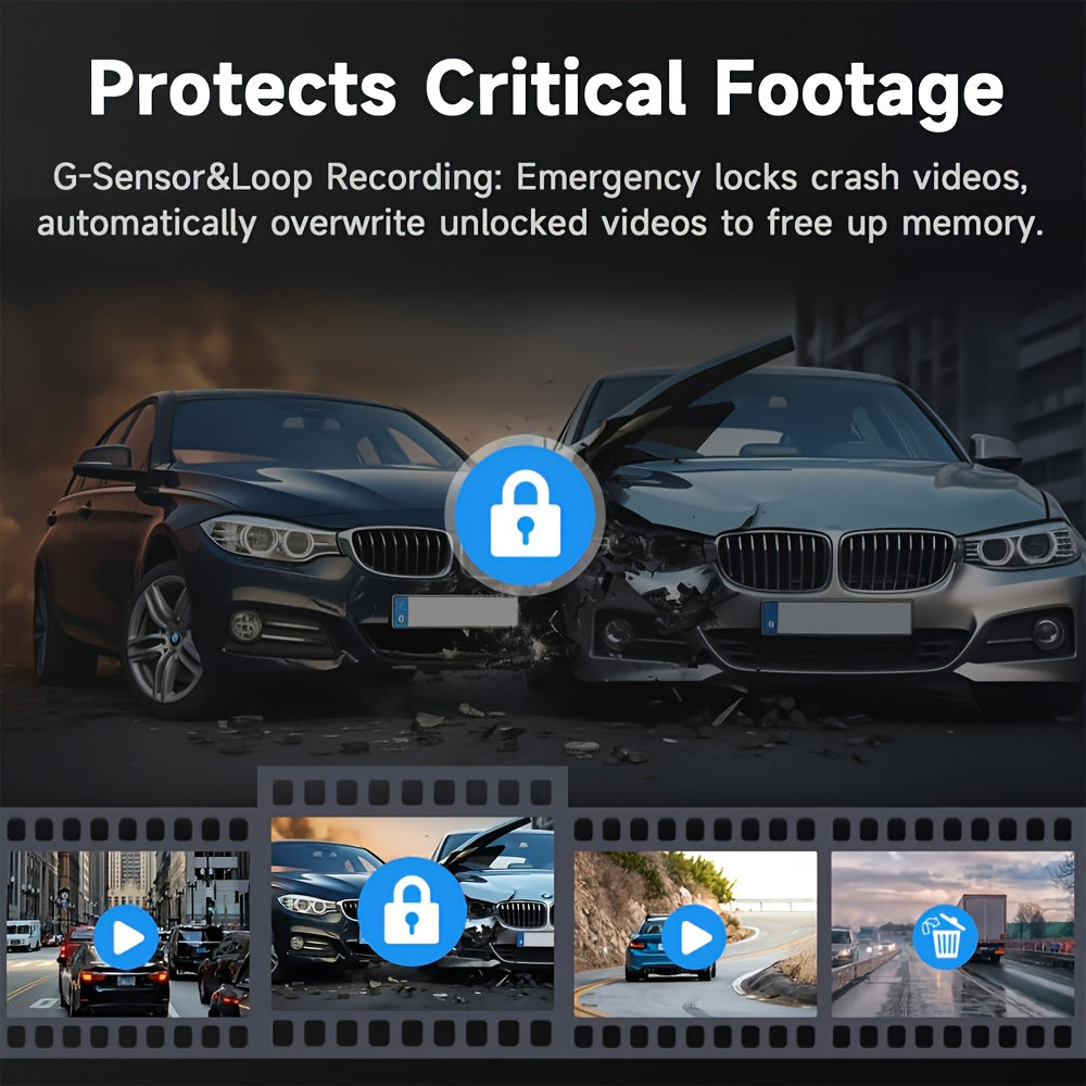 11.66" Rearview Mirror Dash Camera for Vehicles Featuring a Touch Screen, Wifi, GPS, And Multi-Functionality. It Includes a 360° Camera, 4K+1080P Recording for Front, Back, Left, And Right Views, a Night Vision G-Sensor, Loop Recording