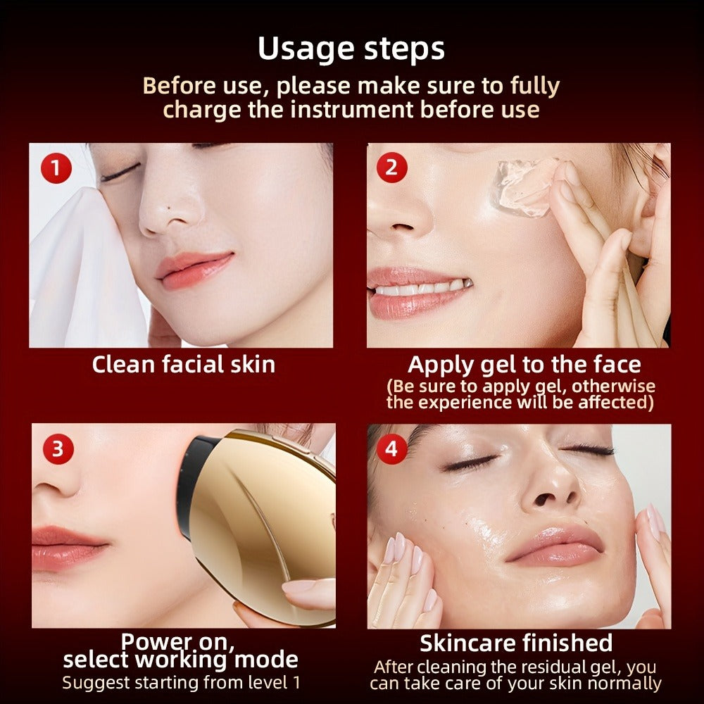 EMS Face Massager – 3-in-1 LED Light Therapy, Warm Heat & EMS Skin Tightening, USB Rechargeable Portable Facial Beauty Device for Anti-Aging, Collagen Boost & Glowing Skin, Home Spa Gift for Women