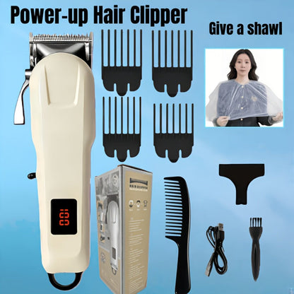 Hair Clipper Kit with Scissors for Home & Salon — Professional Stainless Steel Blade, Digital Display, USB Rechargeable Hair Cutting Set, Complete Grooming Kit, Gift for Father's Day & Birthdays