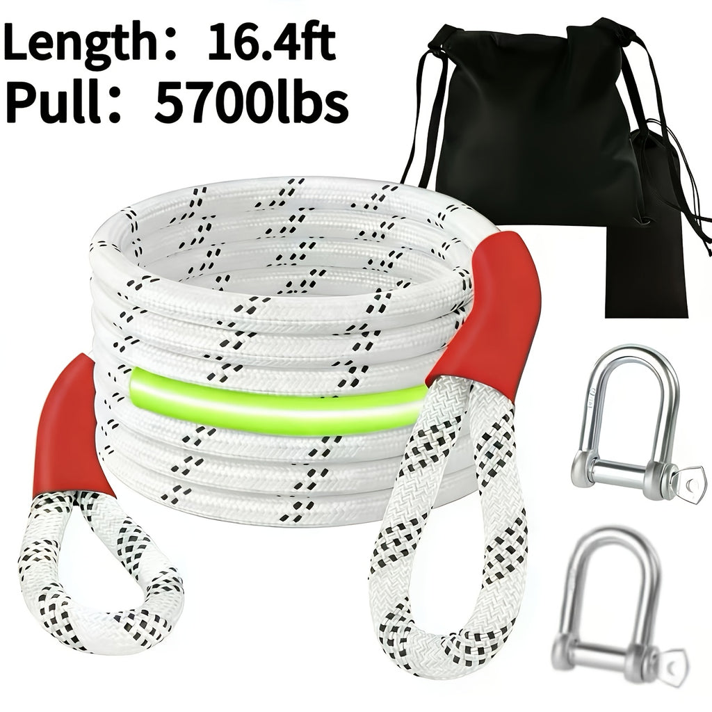Heavy Duty Recovery Tow Rope, 44000/40000/25000/5700 LBS Break Strength, Emergency Tow Rope for Truck Jeep ATV & More, Towing Strap with 2pcs D Ring Shackles, Reflective Safety Flag, Storage Bag, Truck Towing, Vehicle Recovery, Durable Strap