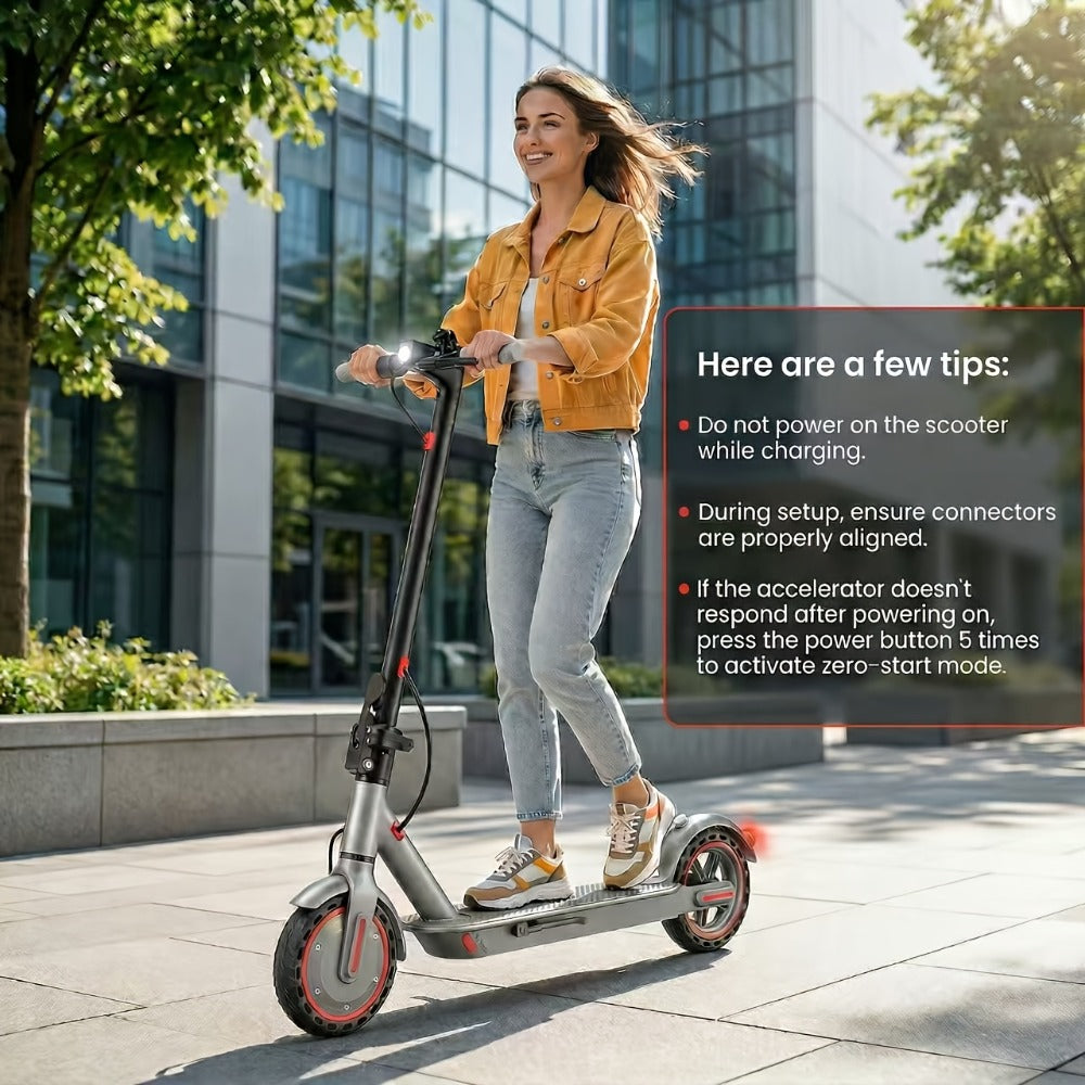 350W Foldable Electric Scooter for Adults 8.5 Inch Solid Tires 3-Speed LCD Display Dual Drum Brake EABS 15-20km Range 265 lb Capacity 32 lb Lightweight Urban Commuter E-Scooter