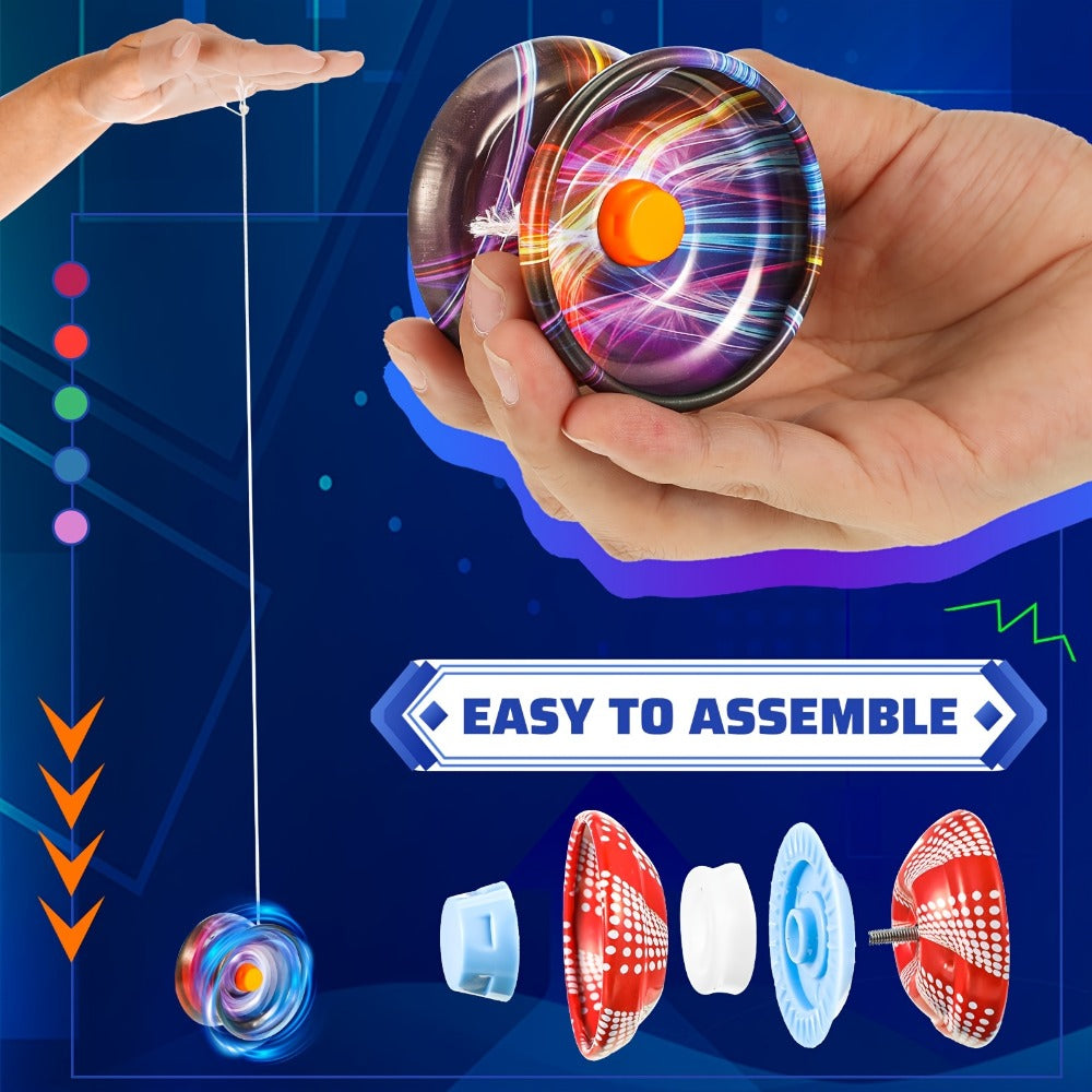 Metal Alloy Yoyo Bulk 50 Pcs Responsive Yo-Yo Set for Beginners Kids Adults Auto Return String Trick Yoyos Colorful Party Favors Gift Boys Girls Students