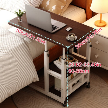 Rolling Overbed Table with Brake Wheels – Adjustable Height Bedside Nursing Dining Table for Elderly & Patients | Lockable Caster Wheels, Over-Bed Card Tray Design, 4 Colors, Practical Gift