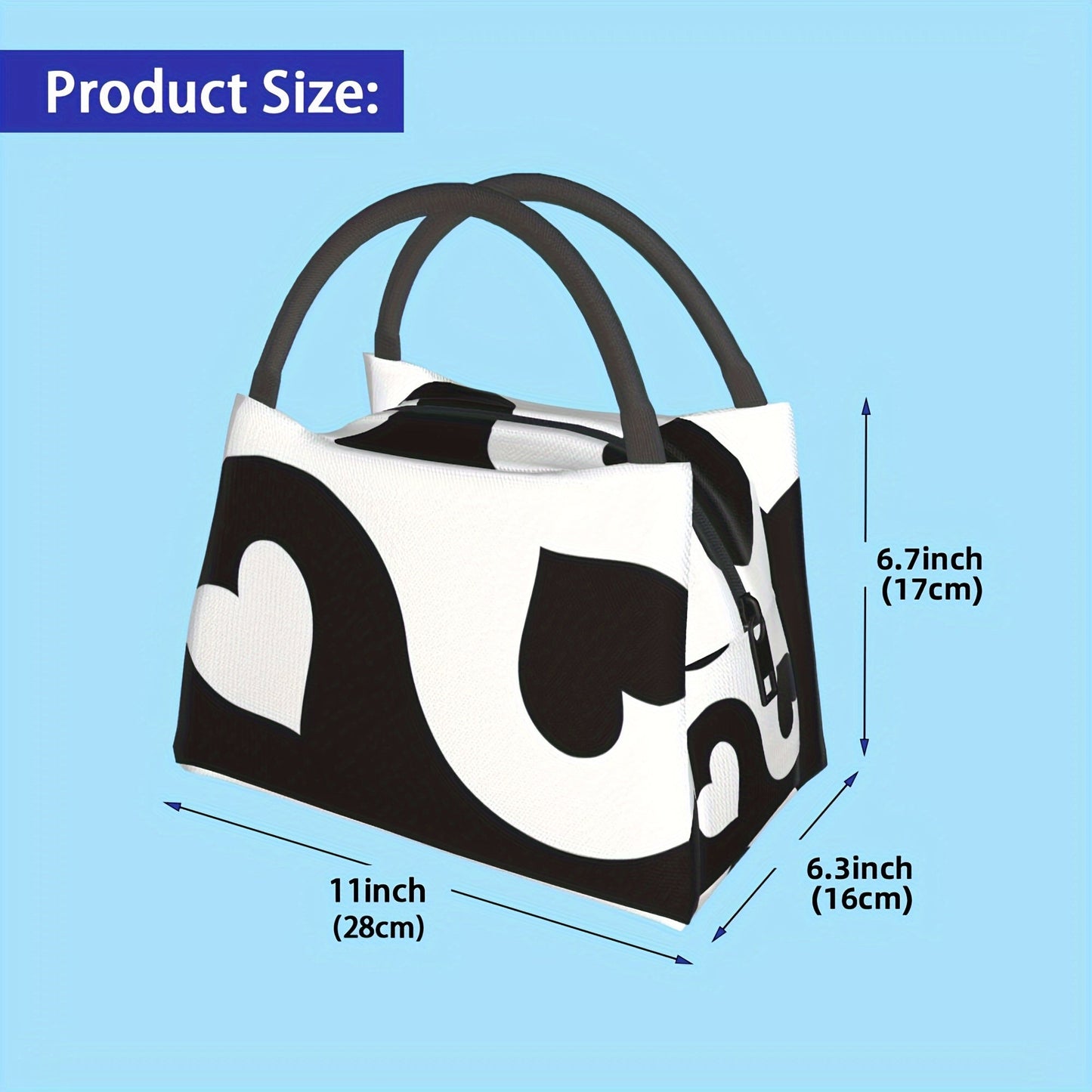 Insulated Lunch Bag Cooler Tote | Heart & Spade Design, Leakproof Polyester, Reusable for Camping, Picnic, Office & Beach