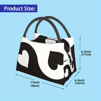 Insulated Lunch Bag Cooler Tote | Heart & Spade Design, Leakproof Polyester, Reusable for Camping, Picnic, Office & Beach