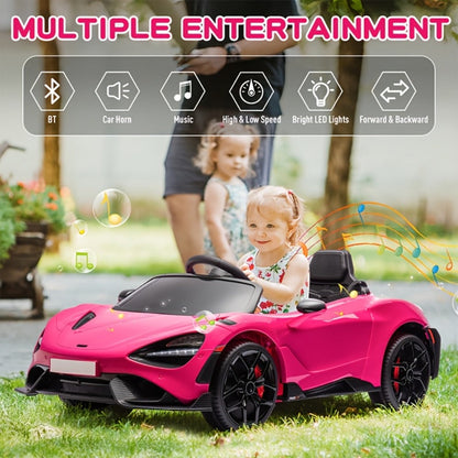 12V Kids Ride On Car Electric Vehicle with Hydraulic Doors Remote Control LED Lights MP3 Player 3 Speeds Smooth Start Birthday Christmas Gift Boys Girls