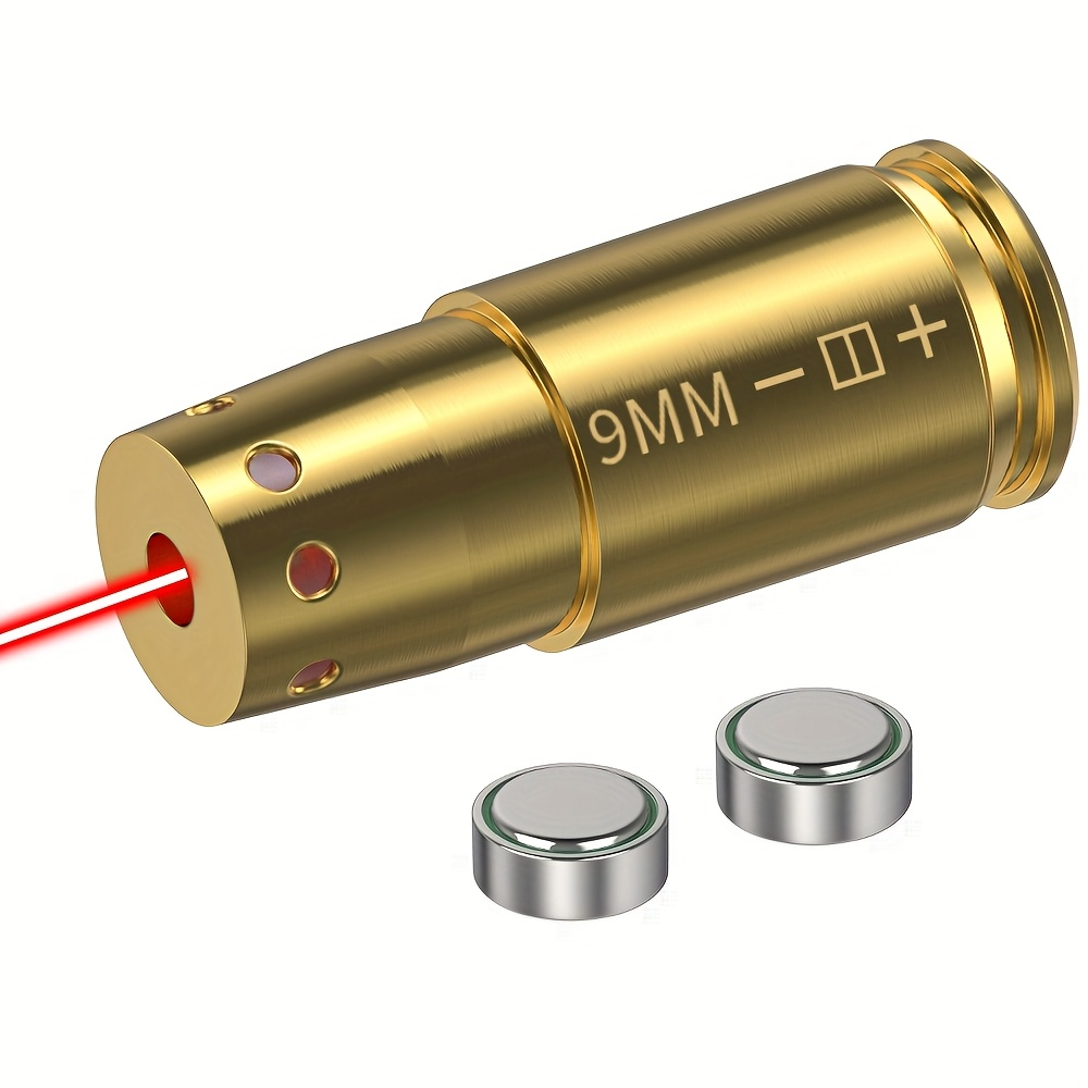 Red Laser Bore Sighter Multi-Caliber Firearms Calibration Tool 9mm 45ACP 308Win 223Rem 12GA 7.62 38SPL 44Mag Battery Included for Shooting Range