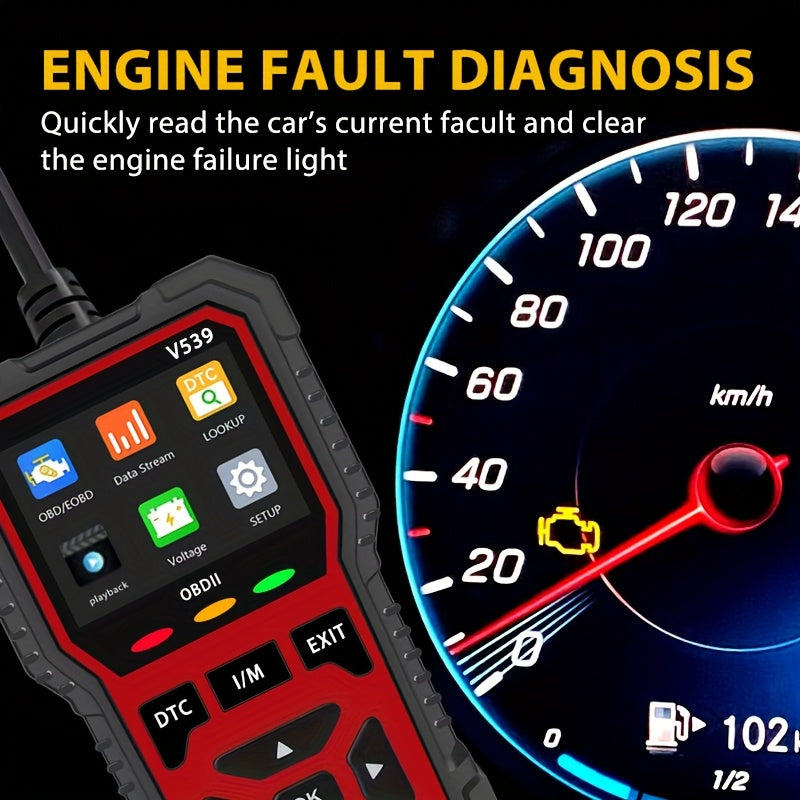 2026 Enhanced V539 OBD2 Diagnostic with Full Engine Code Reading And 6 Reset Modes for All OBD2/EOBD Vehicles from 1996 Onwards, Capable of Battery Voltage Testing And Reading/Clearing Codes Without a Battery, Without Battery