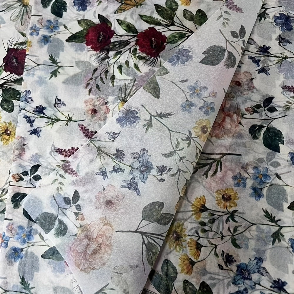 Vintage Floral Wrapping Paper 50pcs, 20"x14" Elegant Pastel Gift Wrap Sheets with Ruffled Edges, Purple Lily Design for Wedding Birthday Valentine Party Favors