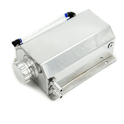 Coolant Overflow Reservoir Tank - 2L Universal Polished Aluminum Expansion Catch Can, Radiator Coolant Recovery Tank for Chevy, GMC, Buick & Most Vehicles