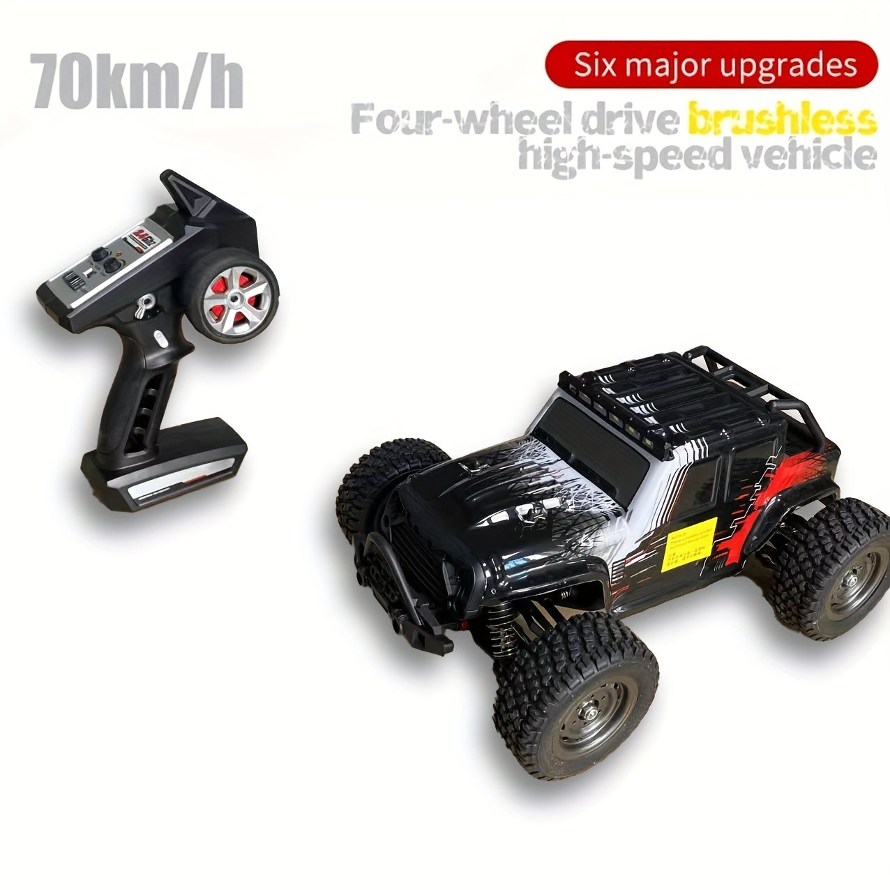 70KM/H High-Speed RC Off-Road Car 1:16 Scale 4WD – 2.4GHz Remote Control Truck with Simulation Structure, All-Terrain Monster Truck for Kids & Adults, Birthday Gift, Red Blue Black