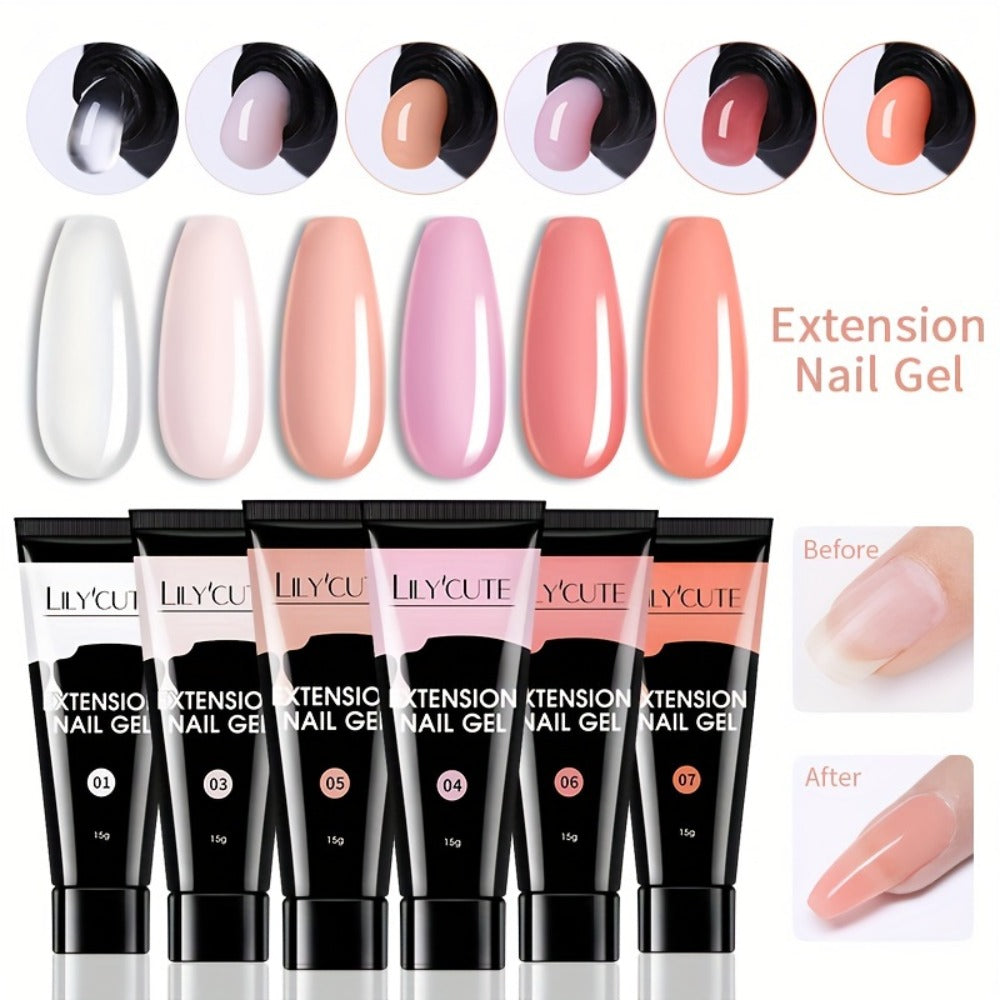 Builder Gel Nail Extension Kit – Quick Build UV LED Acrylic Gel in White Nude Pink Crystal for Nail Construction Overlay Sculpting Salon & Home Manicure 15g 0.51oz