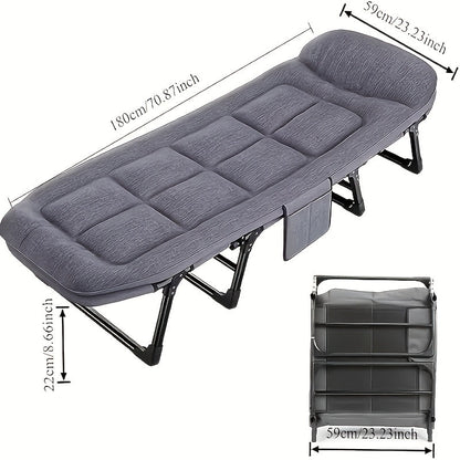 Portable Folding Camping Bed Heavy Duty 400 500 600 LBS Capacity Upgraded Cushion Outdoor Foldable Cot with Flip Mattress Carry Bag for Adults Teens Travelers Garden Balcony