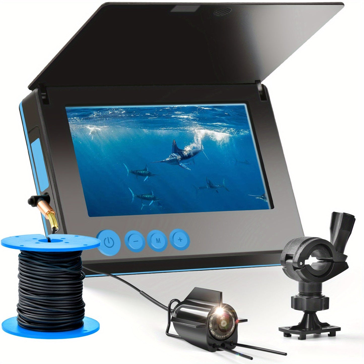 Underwater Fishing Camera with 4.3" HD Screen - Fish Finder with 140° Wide Angle Lens, Fish-Attracting Light, Shielded Cable for Ice Fishing, Lake & River, Gift for Fishing Enthusiasts