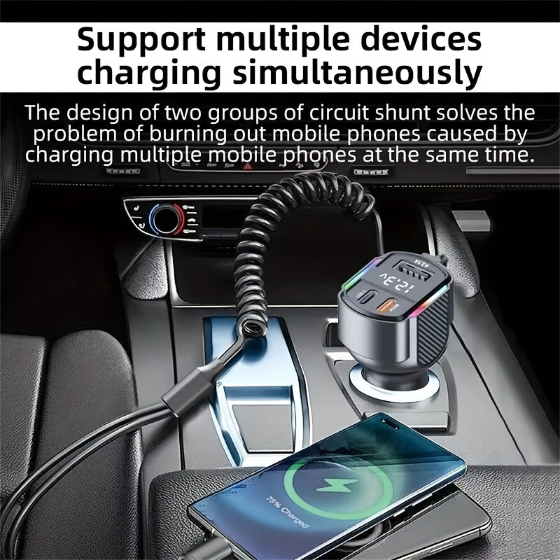 30W 3-Port USB-C Car Charger with PD & QC3.0 Fast Charging, 12V/24V Car Plug Adapter, 12V-24V Vehicle Power Charger, Digital Display & Over-Voltage/Over-Current/Over-Temperature Protection, Car Plug Plug for Cars, Trucks, SUVs, RVs, Boats