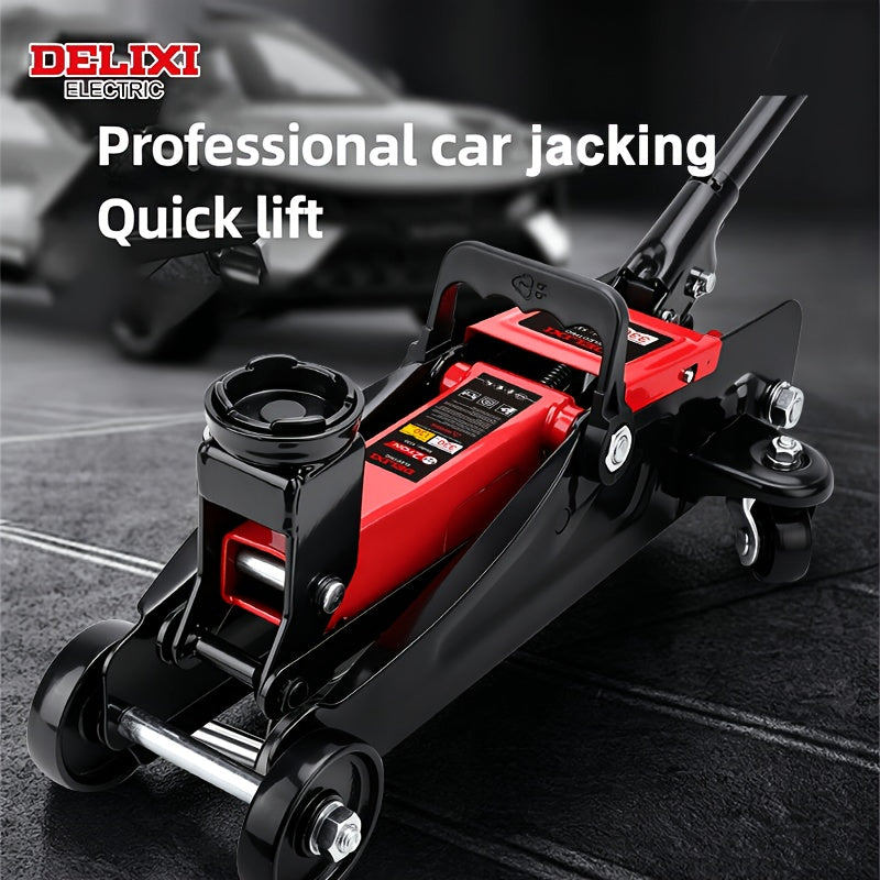 2-ton Grounded Lifting Pump - Single-cylinder Downward-pressing Hydraulic Car Jack, with Lifting Range Of 3.2 Inches to 11.6 Inches (orange), 3.2 Inches to 13 Inches (red), Suitable for Vehicle Maintenance
