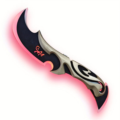 LED Light Up Half Moon Blade Rechargeable Sci-Fi Cosplay Prop 30cm – Halloween Role Play Game Peripheral Model Collection Gift, Multiple Colors
