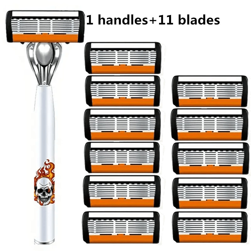 Men's Safety Razor with Replacement Blades - Anti-Slip Stainless Steel Handle Shaver for Beard & Sideburns, Classic Style Wet Shaving Razor, Multiple Blade Bundle Options