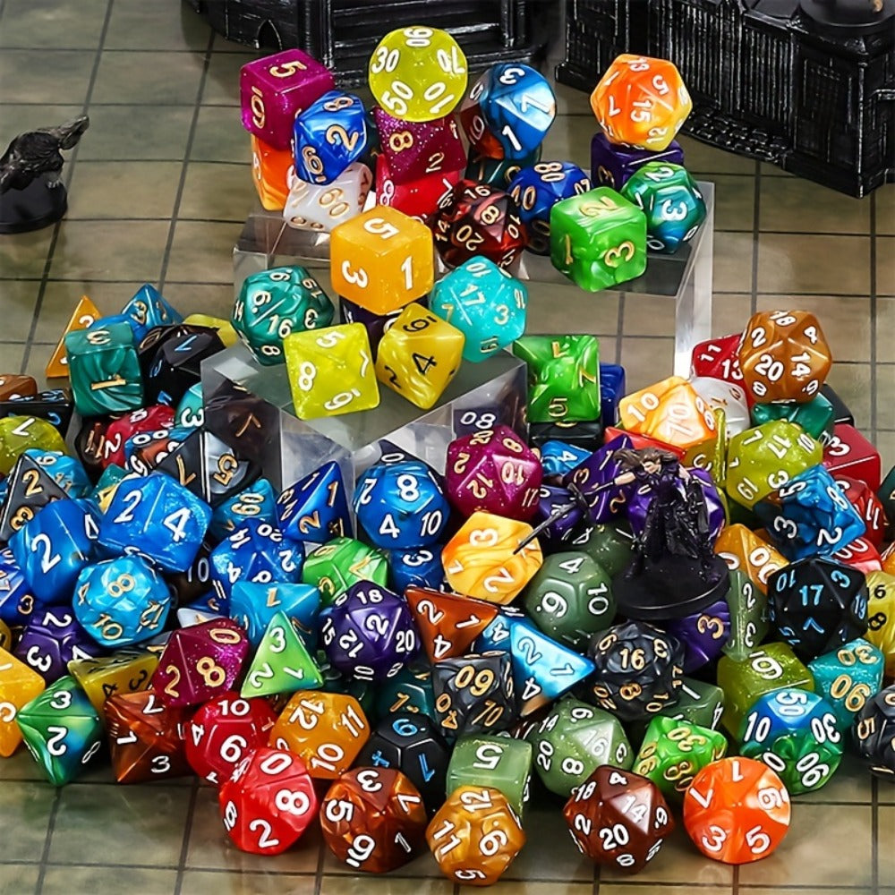 DND Polyhedral Dice Set 25 Sets 175pcs – Double Color D4 D6 D8 D10 D12 D20 for Dungeons & Dragons RPG MTG Tabletop Games, Bulk Dice with Drawstring Bag, 25 Colors