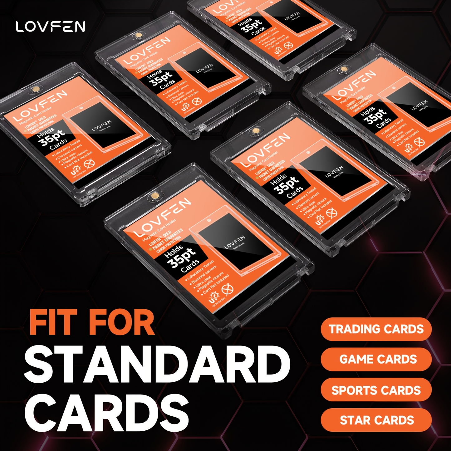 Magnetic Trading Card Holder 48 Pack 35PT UV Hard Plastic Case Single Touch Magnetic Closure for Trading Cards Sports Football Baseball Game Collectibles Bulk Card Protection Set