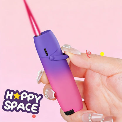 Cute Jet Torch Lighter for Women – Compact Windproof Adjustable Flame Lighter, Portable Refillable Butane Torch for Camping, BBQ, Kitchen & Candles, Stylish Gift for Women (No Butane Included)