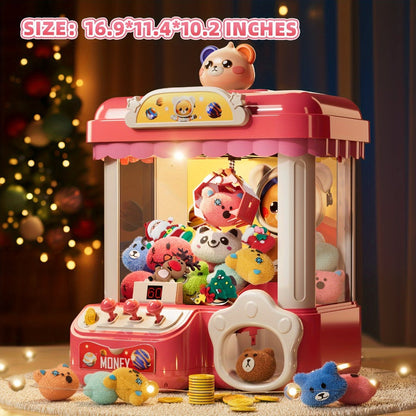 Mini Claw Machine for Kids with Lights Music Pink – Large 16.9" Arcade Claw Toy with 20 Coins 16 Plush Dolls USB Cable, Fun Birthday Christmas Gift for Girls Boys Ages 3 6 8 10+