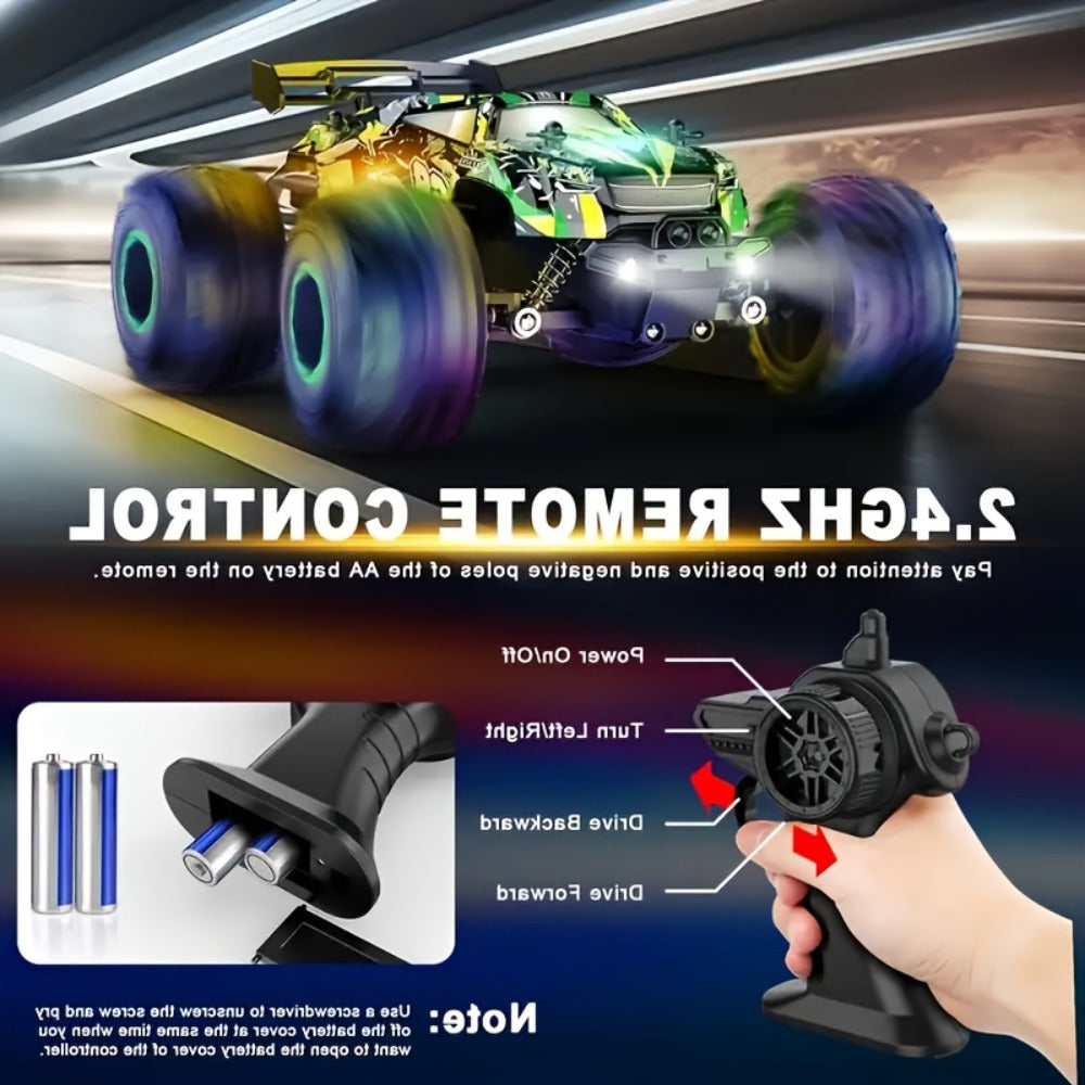 Drop-Proof High-Speed RC Off-Road Car for Boys – 2.4GHz Impact-Resistant All-Terrain Remote Control Vehicle, Rechargeable RC Car Gift for Boys Ages 3 4 5 6 7 Birthday Christmas (Green)