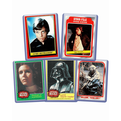 Vintage Topps Star Wars Trading Card Lot – 5 Cards from 1977, 1980 & 1983 Original Trilogy | A New Hope, Empire Strikes Back & Return of the Jedi Authentic Collector Cards in Card Savers
