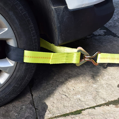 Axle Tie Down Straps 2" x 36" – Heavy Duty Car Tow Straps with D-Rings & Protective Covers for Car, Truck, Trailer & UTV | Wrecker & Flatbed Towing
