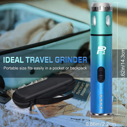 Electric Herb Grinder USB Rechargeable – Portable Spice Mill with One-Button Operation, Travel Bag, Funnel & Cleaning Brush | 4 Colors Available
