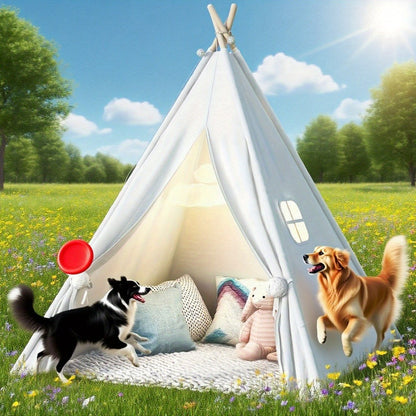 Kids Teepee Tent Indoor Outdoor Play Tent – Nordic Conical Princess Playhouse, Washable Kids Play Tent for Toddlers & Children | White, Blue, Pink, Star | Birthday Christmas Gift