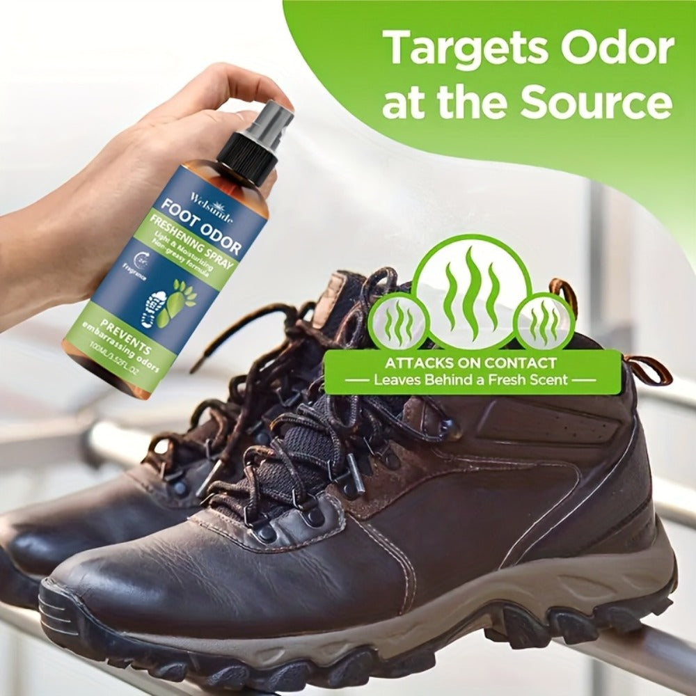Foot & Shoe Deodorant Spray - Odor Control & Long-Lasting Freshness, Quick-Absorbing Non-Greasy Formula, Hypoallergenic, 100ml/3.52fl.oz, for Men & Women