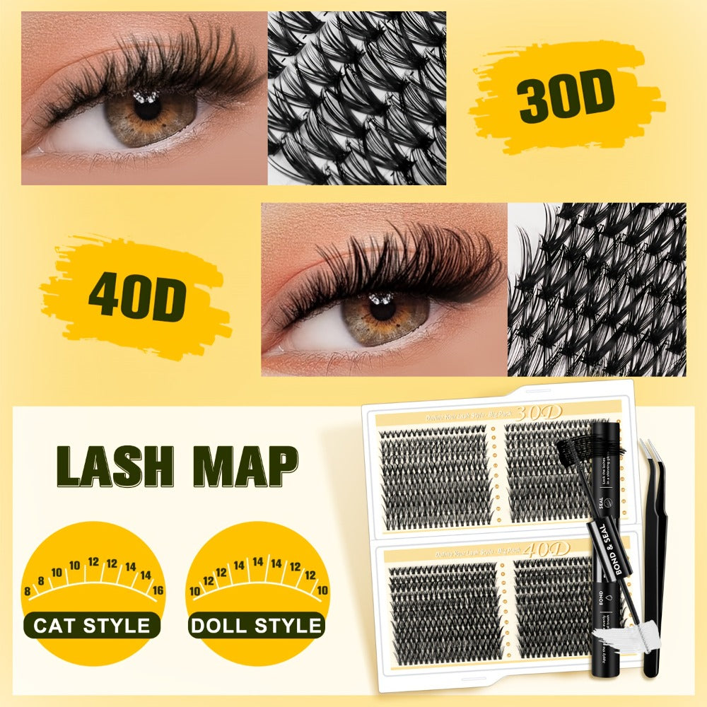 Gift-Ready Fluffy Wispy Lash Clusters Kit with Gift Bags — Manga & Fairy Top & Bottom Clusters, Natural Volume, Long-Lasting Reusable, 209–1993pcs Options, Beauty Gift for Women