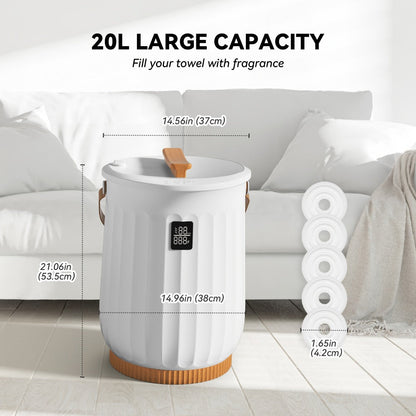 Digital Towel Warmer Bucket 20L Large Capacity Smart Display 4 Timer Modes Auto Shut-Off Fast 5-Min Heating Quiet Lightweight Spa Bathroom Heater Towels Blankets Robes