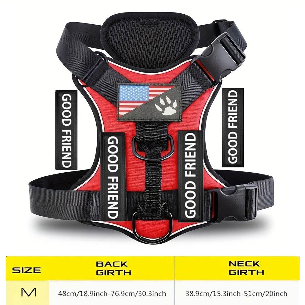 Service Dog Harness with 5 Patches – Reflective Adjustable Oxford Vest with Inner Mesh Layer, Service Dog ID System for Small Medium Large Dogs, XS–XL, 5 Colors