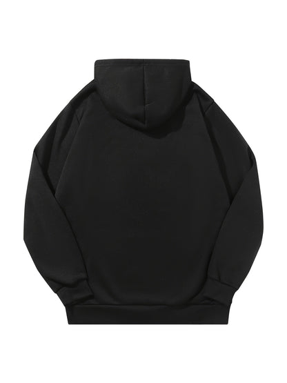 Men's Solid Color Hoodie - Long Sleeve Relaxed Fit