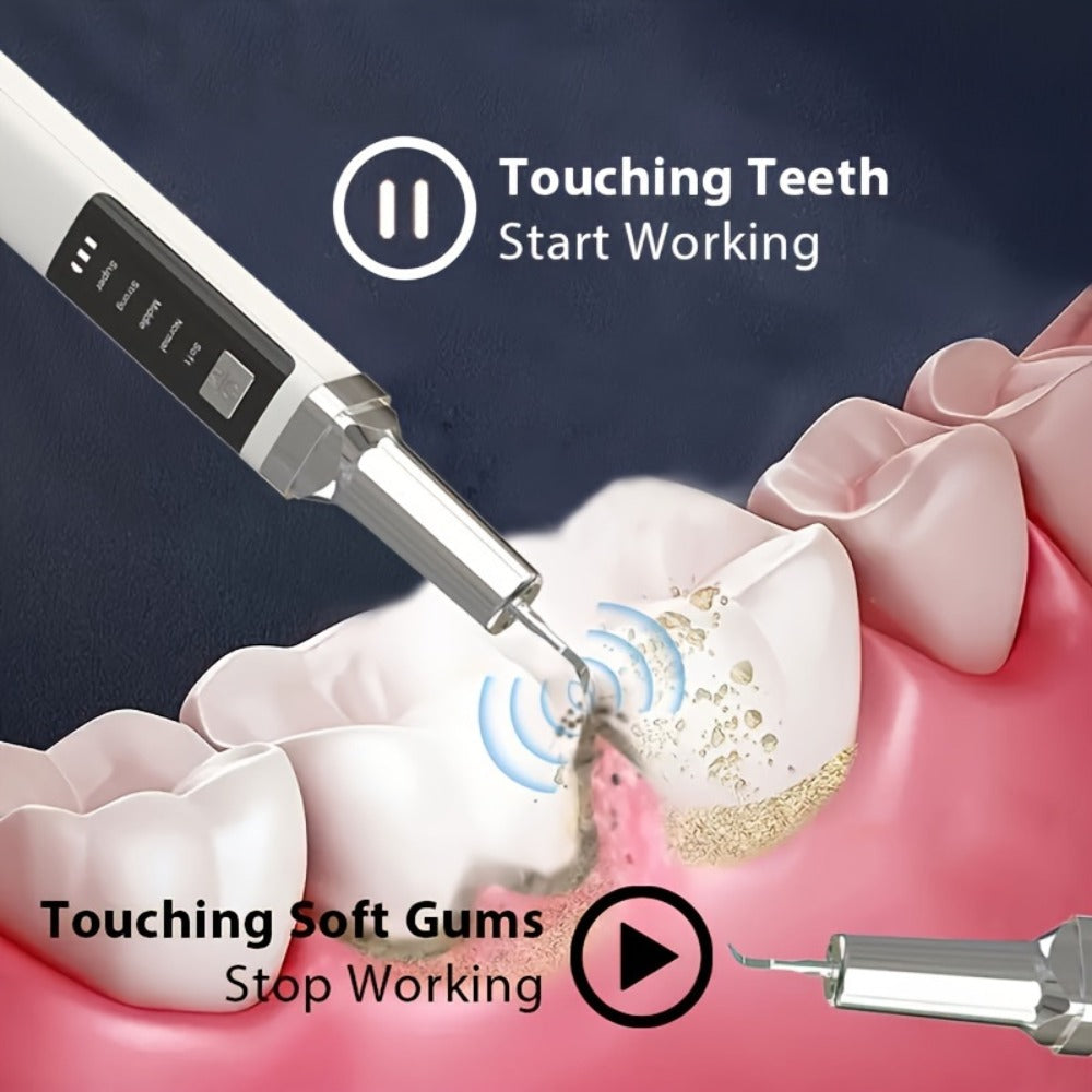 Electric Teeth Cleaner Kit with 2 LED Lights & Mirror – 5 Adjustable Modes, 2 Replaceable Heads, Type-C Rechargeable Dental Plaque Remover & Tartar Scraper for Home Teeth Cleaning
